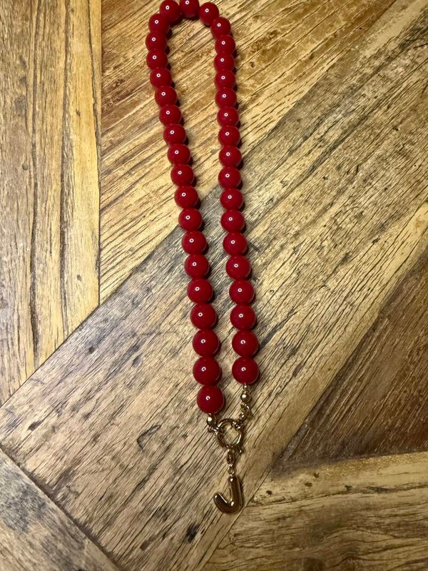 Rode kauwgomballen ketting 12mm