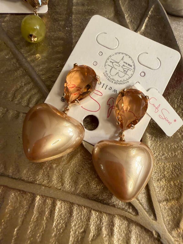 Candy Sweet oorbellen amber goud hart