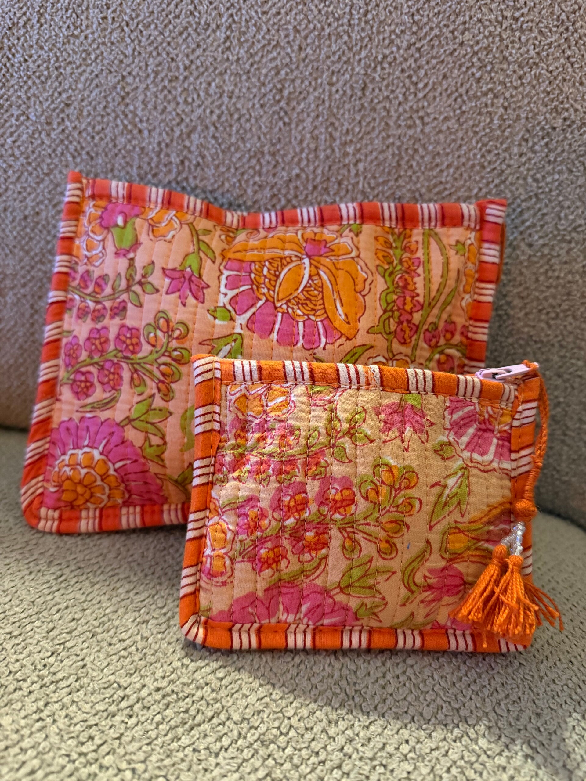 Flower Print Quilted portemonnee oranje