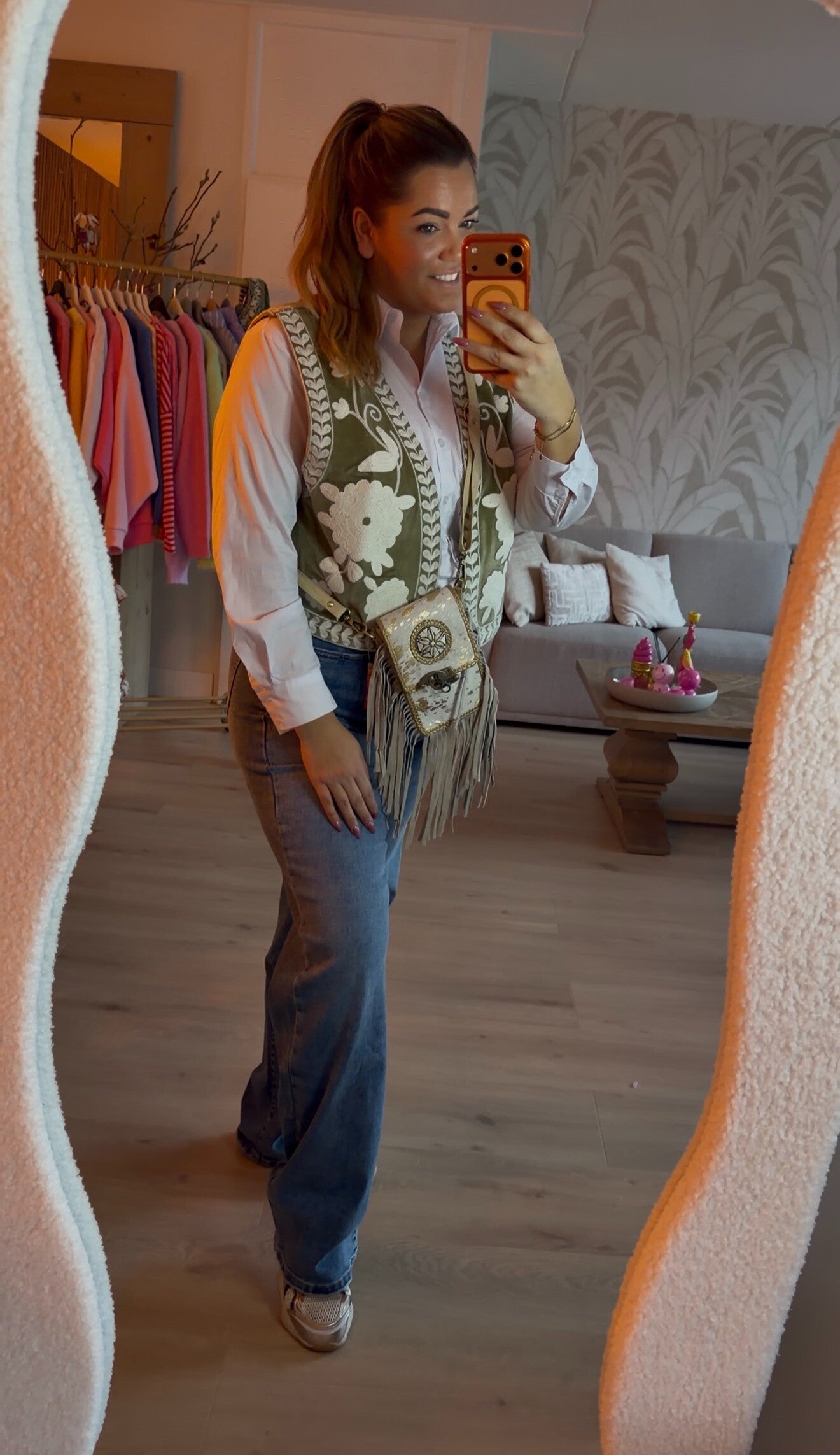 Suzani Ibiza Boho Gilet Moss Green