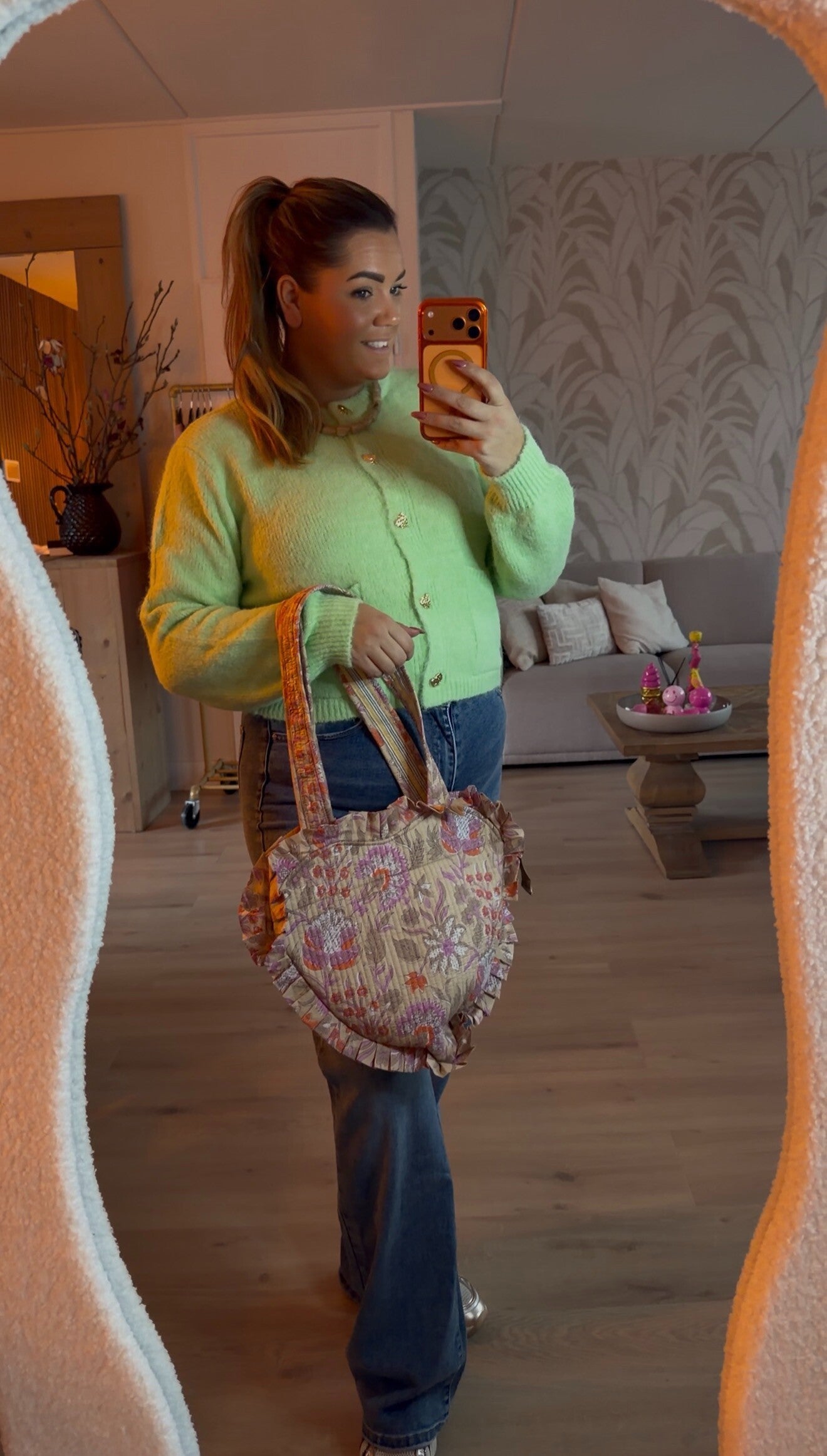 Cardigan Azzurro Vest Heart Buttons Lime groen