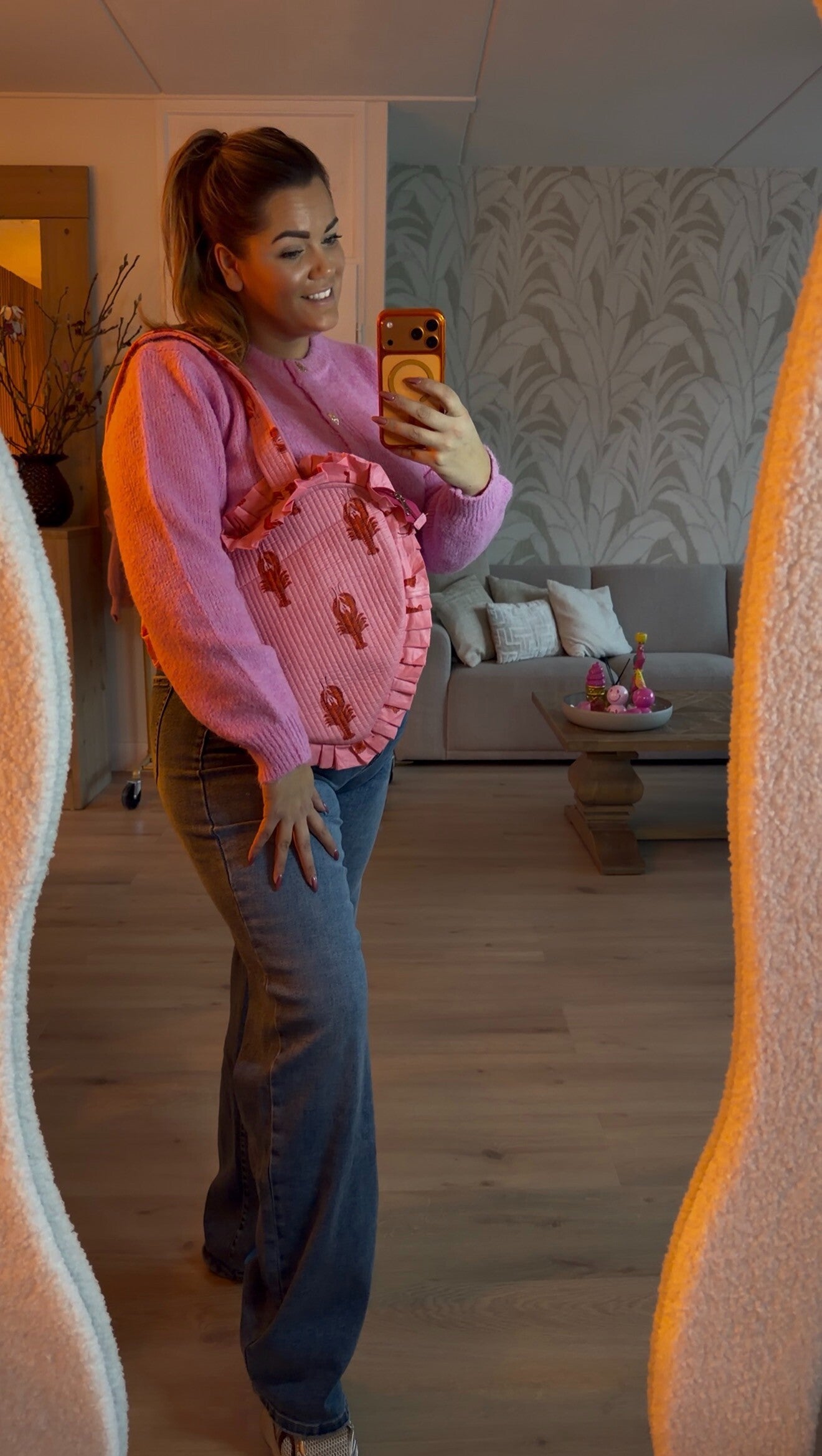 Pink Lobster Ruffle Bag