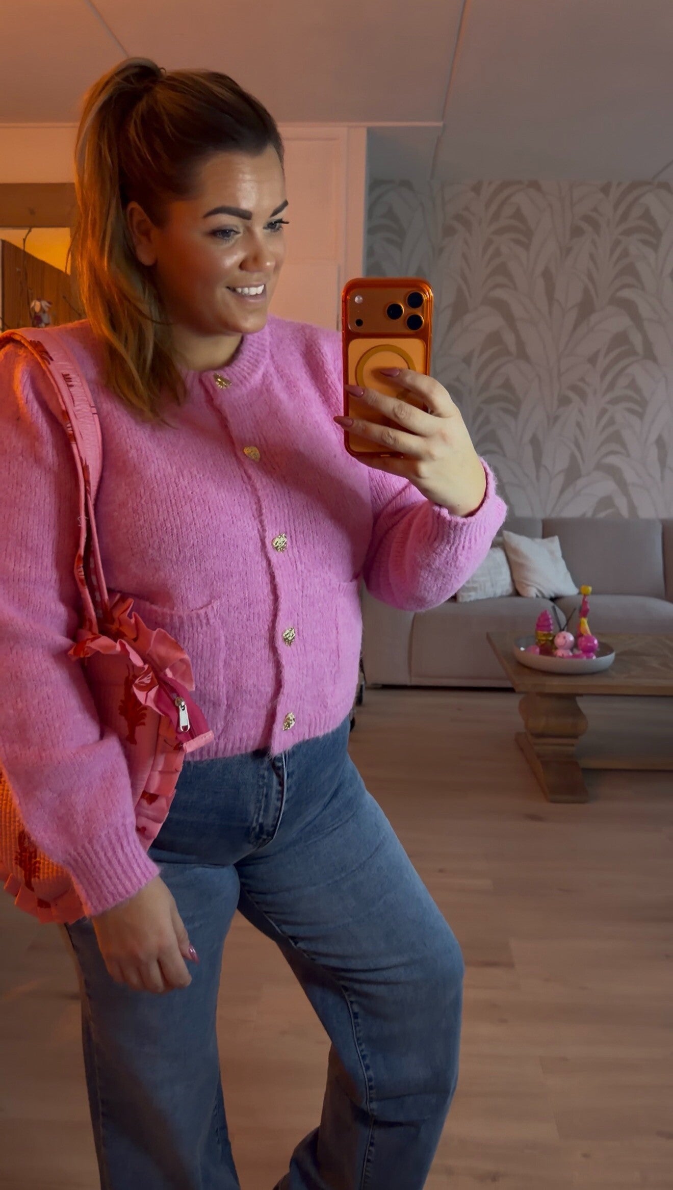 Pink Bliss Knitted Vest Cardigan Azzurro