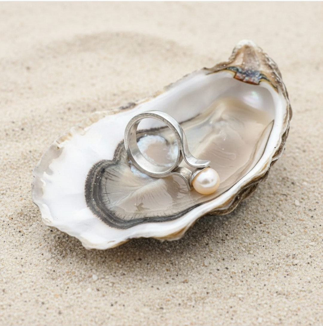 Ring “Zilverglans” – zilver & witte parel
