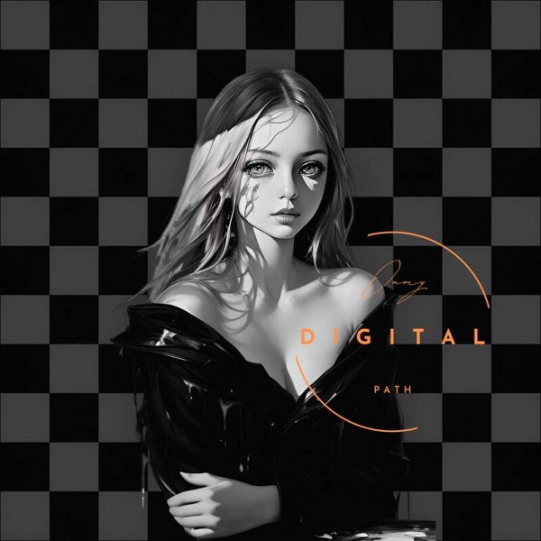 VISUELS numériques - Jeune femme - Fond noir et blanc