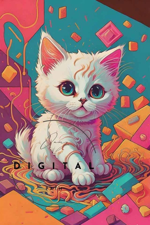 Visuel numérique - Chaton retro