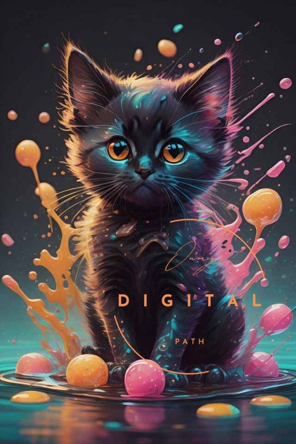 Visuel numérique - Chaton noir mignon