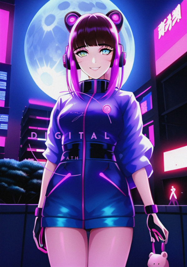 VISUEL numérique -  Portrait Animé d'une Jeune Femme