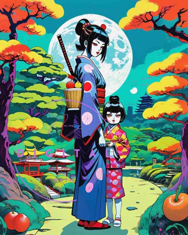 Visuel numérique - Japonaise et son enfant