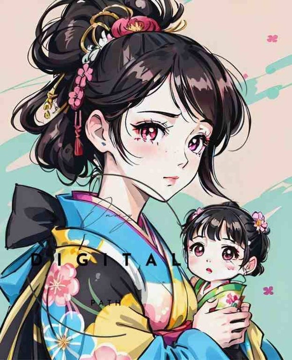 Visuel numérique - Japonais avec son bébé