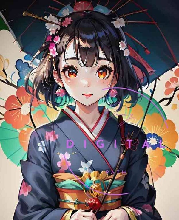 Visuel numérique - Japonais et son ombrelle