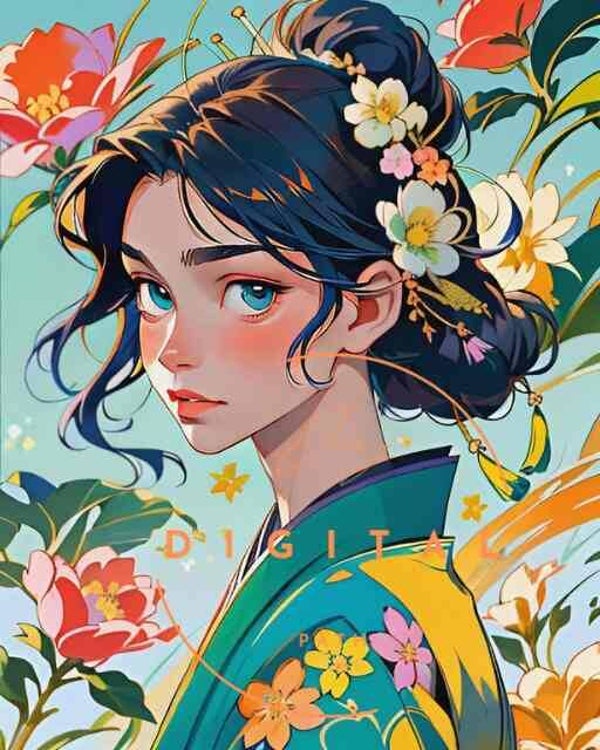 Visuel numérique - Portrait Jolie Japonaise