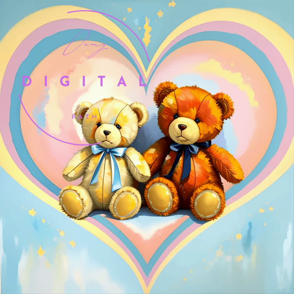 VISUEL numérique - Ours en peluche rose et bleu