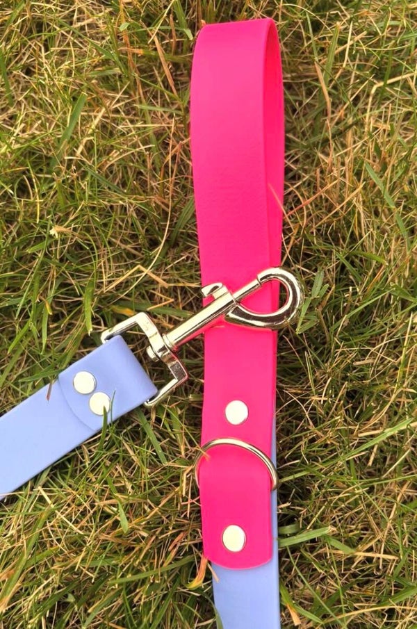 4 ft pink and periwinkle leash
