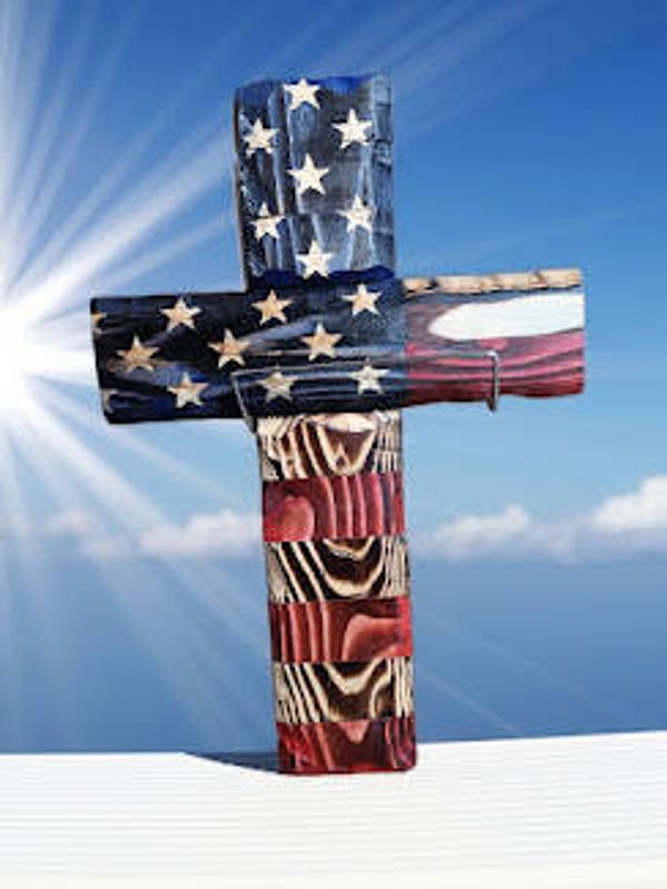 Hand‑Carved Patriotic Wooden Cross – Four Sizes