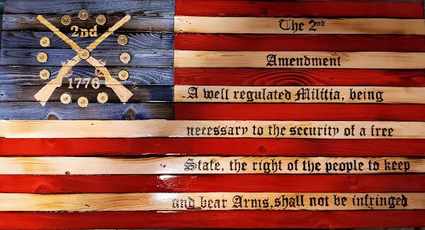 2nd Amendment 1776 Wooden Flag – Engraved Patriotic Wall Art