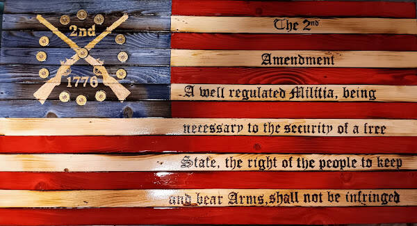 2nd Amendment 1776 Wooden Flag – Engraved Patriotic Wall Art