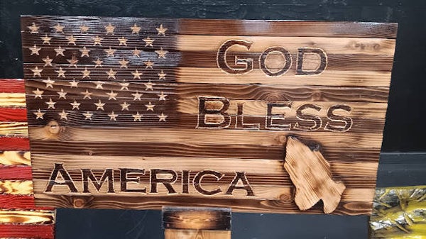 Custom One‑of‑a‑Kind Wooden Heritage American Flags