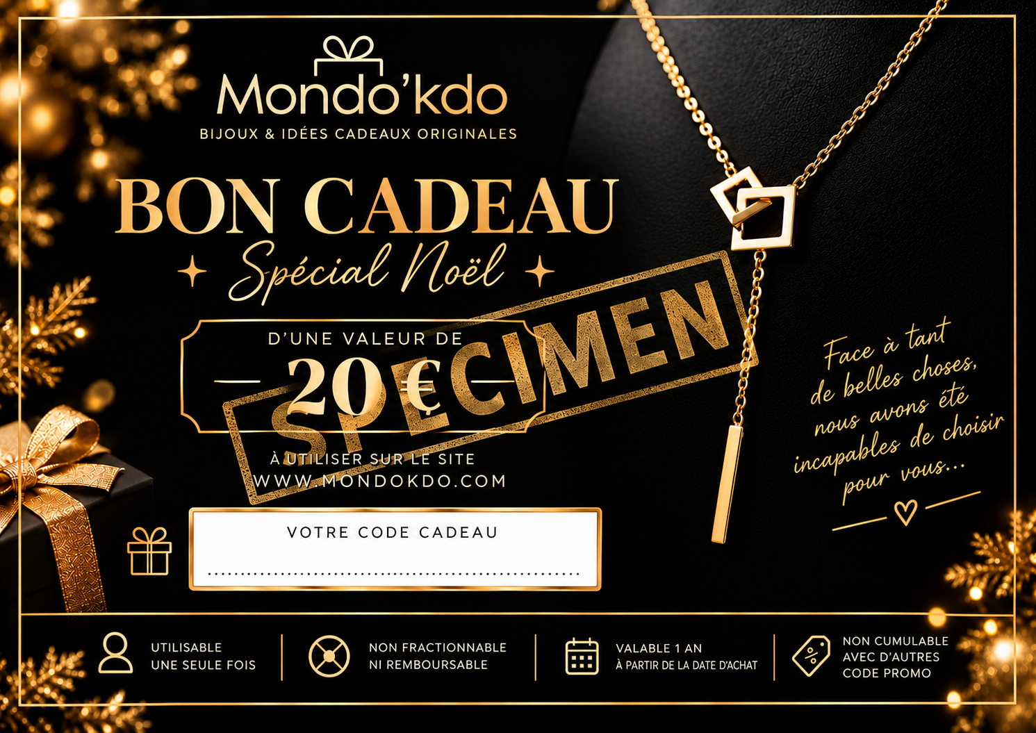 Bon cadeau de Noël Mondo’kdo