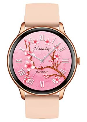 Montre Femme ronde Inotime bracelet silicone rose poudré