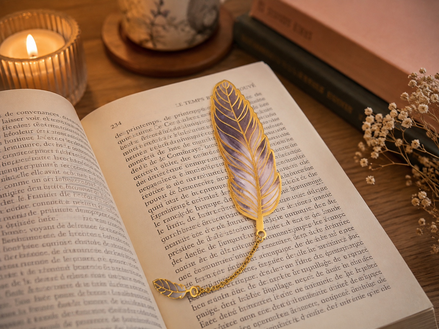 Marque page plume noire