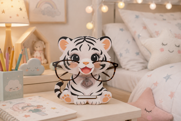 Porte lunettes tigre blanc