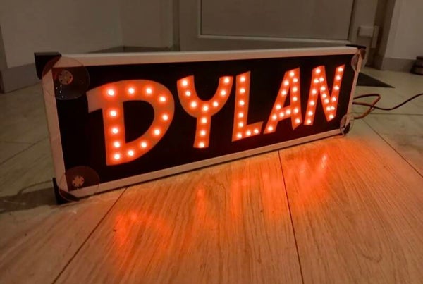 Plaque pare brise led diode prénom au choix