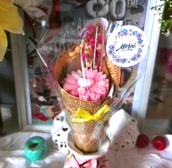 FLEUR INDIVIDUELLE POUR MAITRESSE ET ATSEM POUR CADEAU MAITRESSE ATSEM  "FRAISE MENTHE"