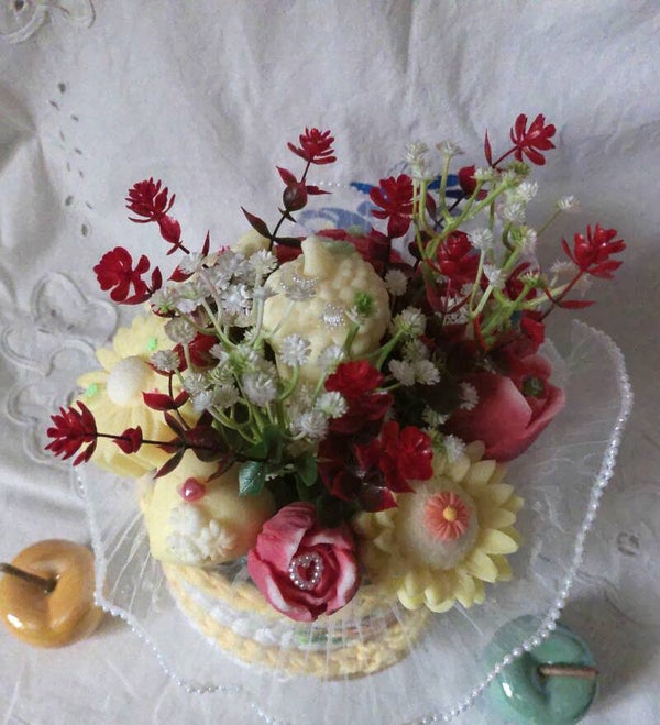 COMPOSITION PANIER BOUGIE  "PINA COLADA "