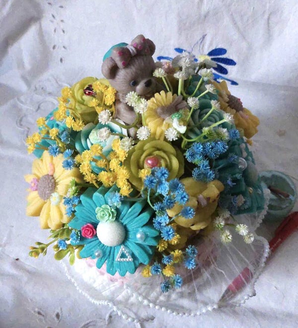 COMPOSITION PANIER BOUGIE  "BARBE A PAPA "