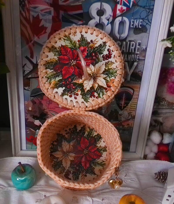 PANIER AVEC COUVERCLE ILLUSTRATION FLEUR DE HOUX