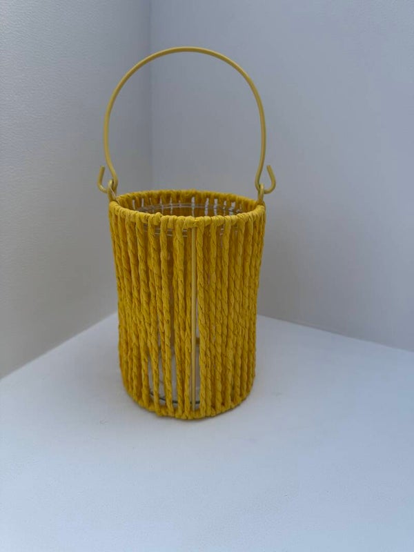 Lantaarn rond zonneschijn geel Ø 11x16cm