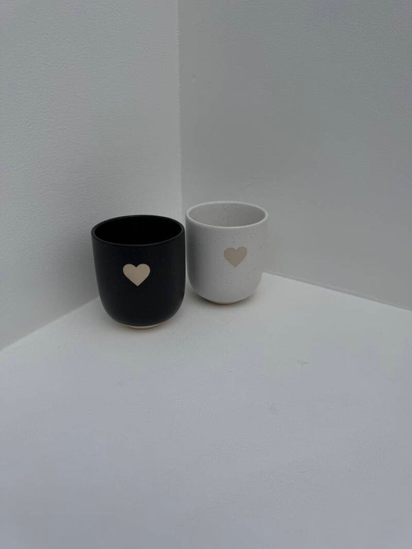 Mok hart greeploos Ø 8x9,2 cm 300ml set van 2