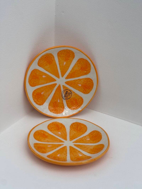 ontbijtbordje/gebaksbordje sinaasappel Ø 16 cm set van 2