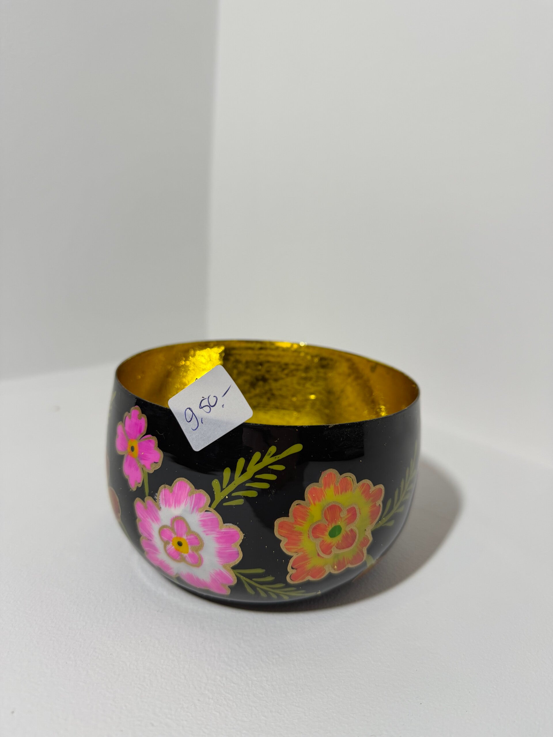 Waxinelichthouder Colmore Iron black flowers maat m