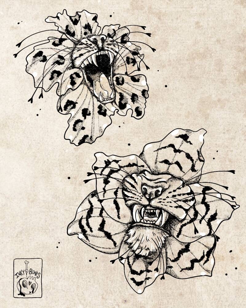 two cute and creepy fantasy creature tattoo designs