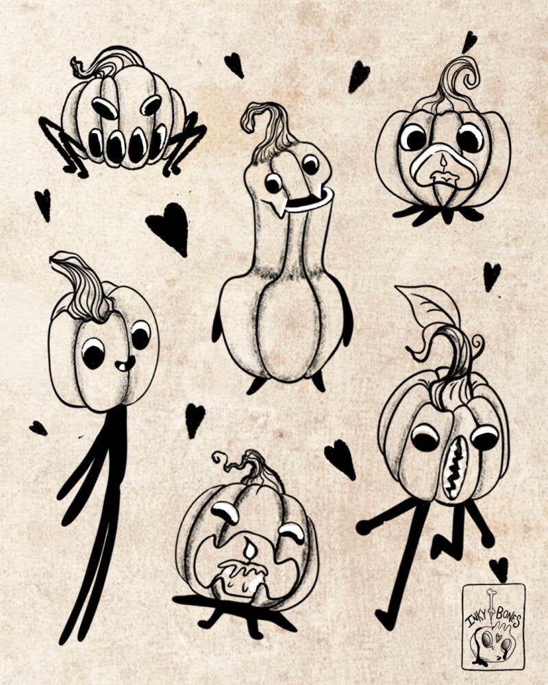 cute and creepy tattoo character designs