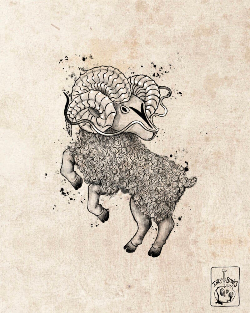 whimsical aries character tattoo design