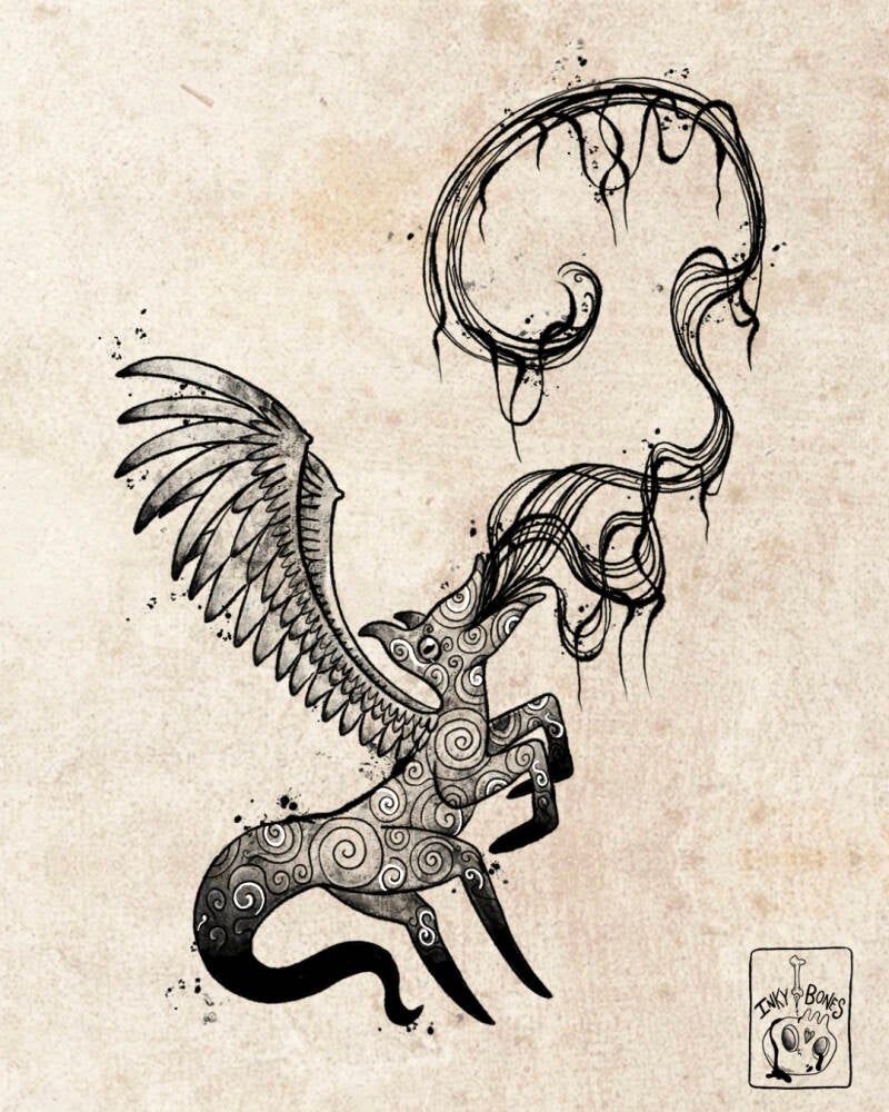 creepy Aquarius character design tattoo
