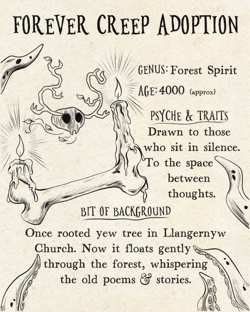 weird tree spirit fantasy character tattoo