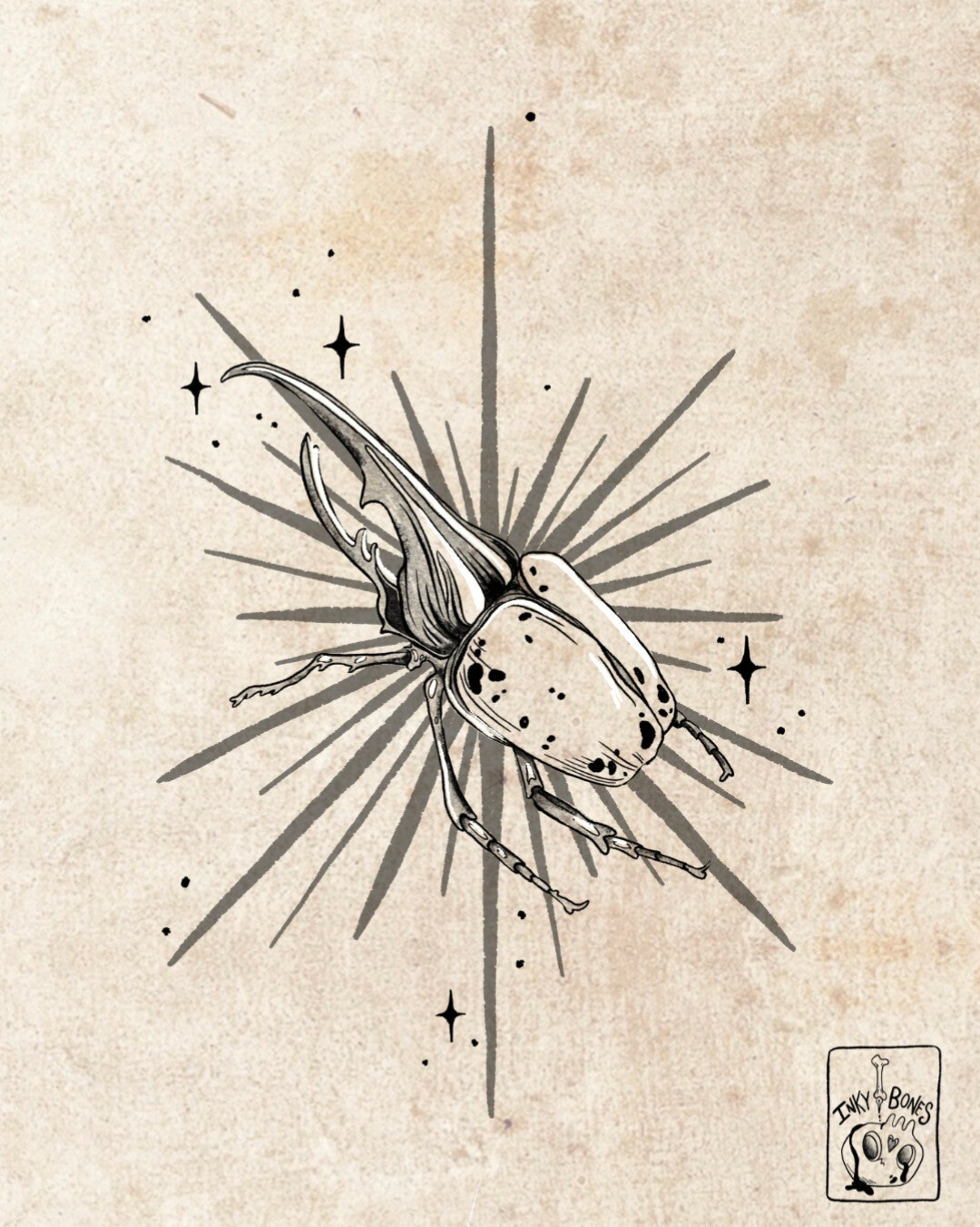 Dark & whimsical beetle design 