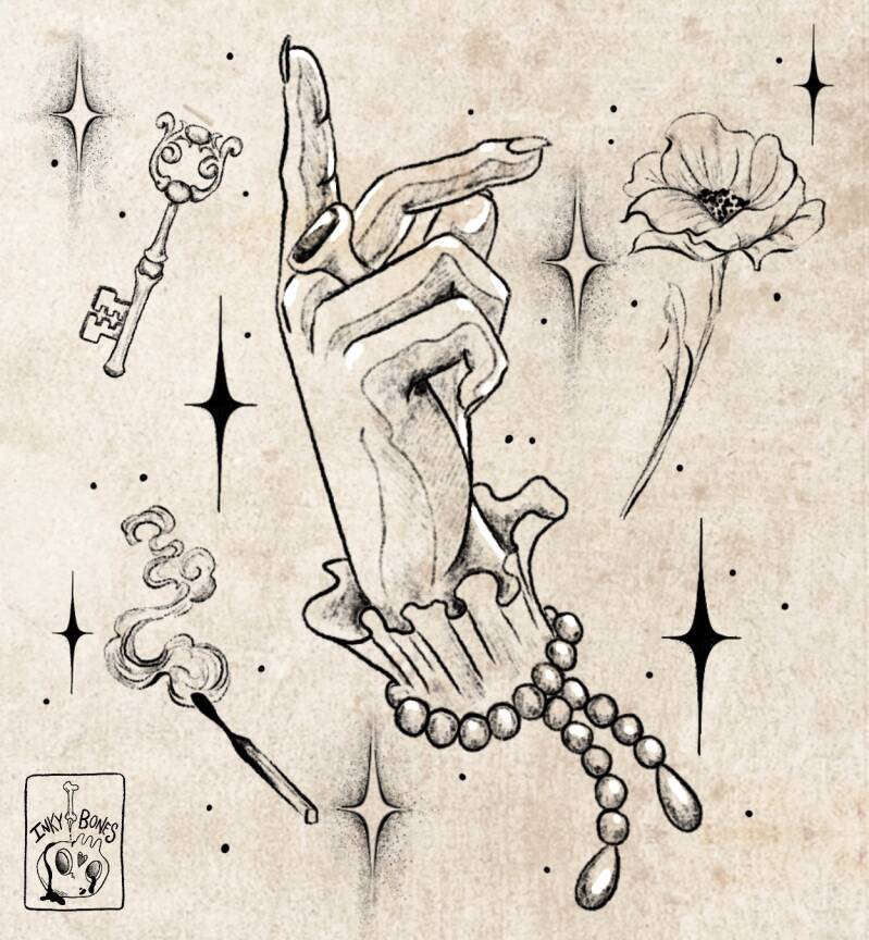 Blackwork hand, choose your charm