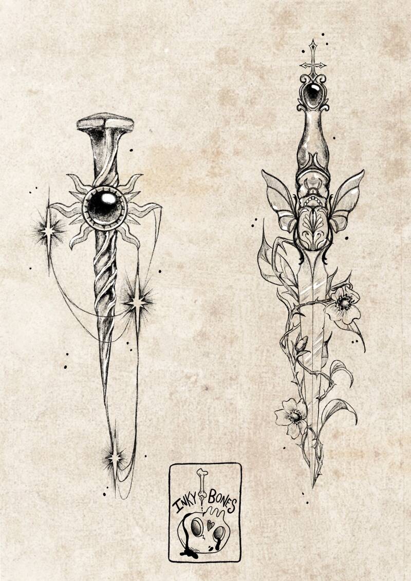 Fantasy dagger tattoo designs