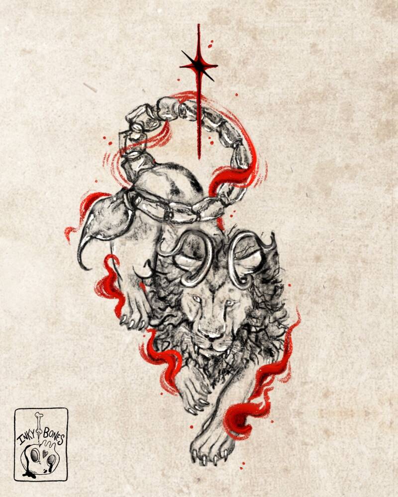 manticore mythical beast tattoo design