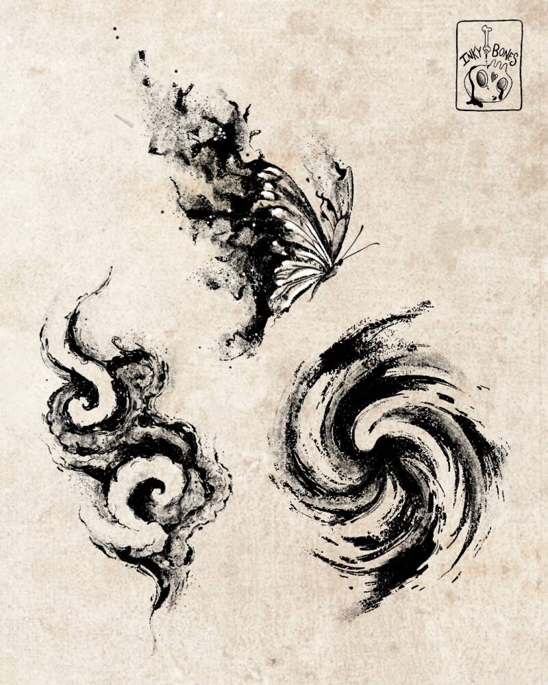 abstract blackwork textured tattoo designs