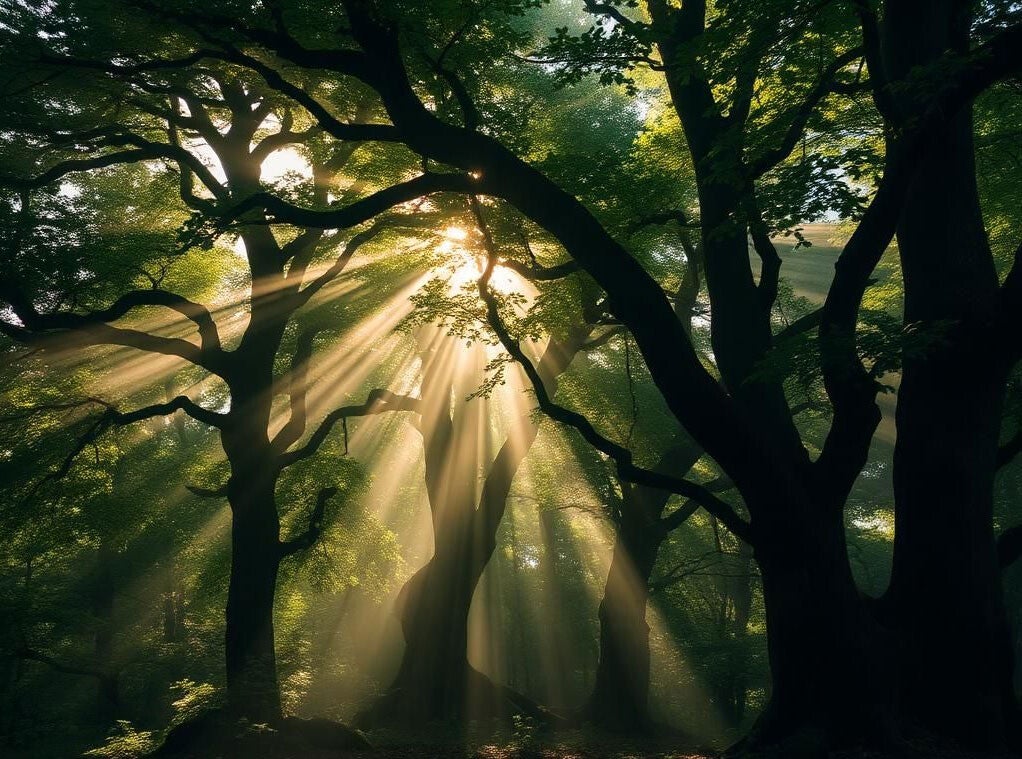 Forêt vivante au lever du jour – Présence subtile du monde végétal