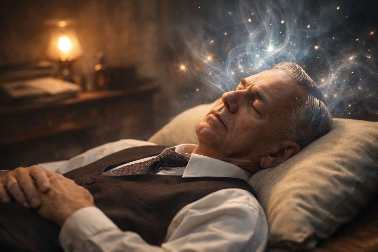 Représentation d’un état de transe, similaire à celui qu’utilisait Edgar Cayce pour ses lectures.