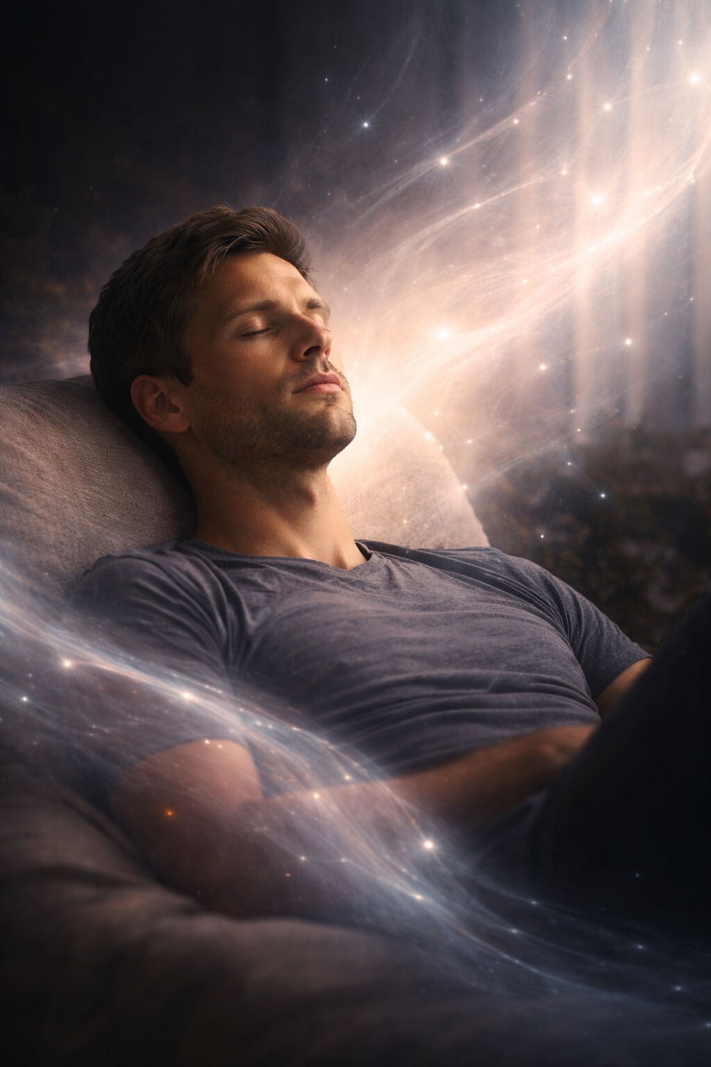 Personne en état de calme profond représentant les états modifiés de conscience et l’accès à une perception non ordinaire