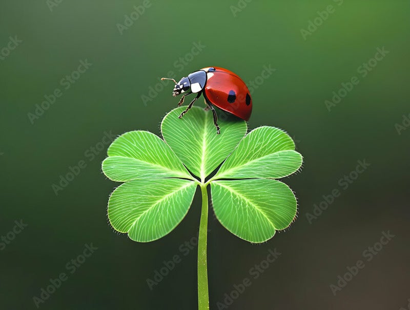 Trèfle à quatre feuilles réaliste, symbole de chance et de protection."