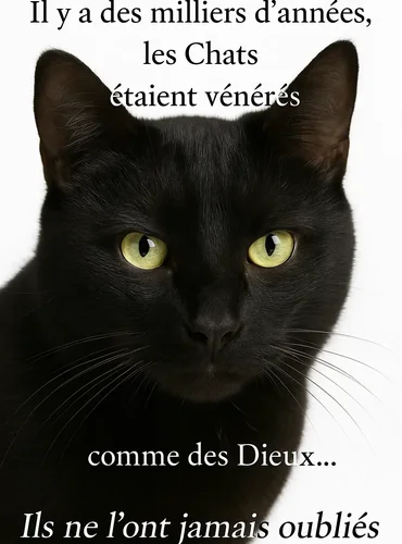 Chat noir mystérieux avec citation spirituelle